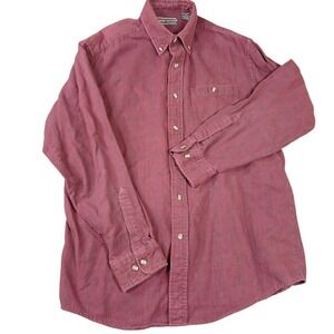 David Taylor Men Button Down Red Black Check Size Medium 100% Cotton Long Sleeve